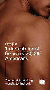 SkinIO screen showing dermatologist access messaging